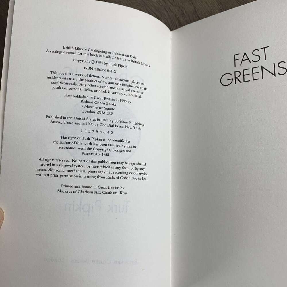 Fast Greens a novel by Turk Pipkin 1996 PB Golf Fiction - Picture 9 of 9